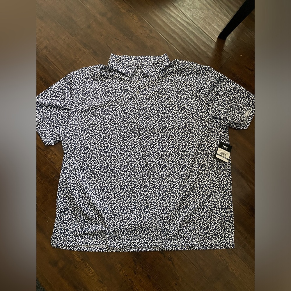New nwt Lee mens blue white golf polo shirt blue 3xl